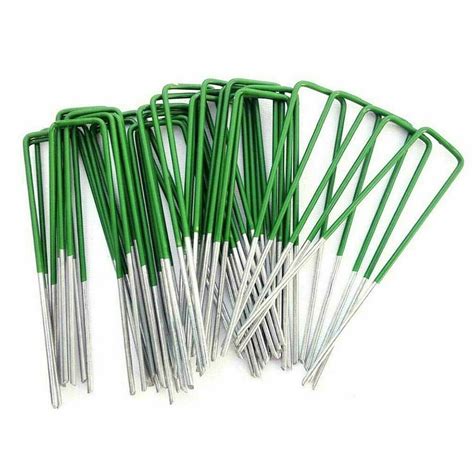 Weed Fabric Galvanised Staples Garden Turf Pins Securing Pegs U Artificial Grass Ebay