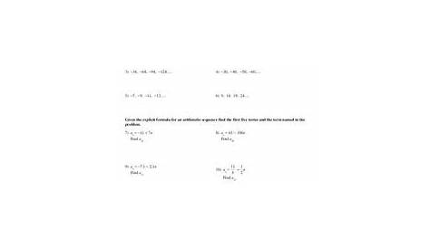 Arithmetic Sequences Worksheet for 9th - 11th Grade | Lesson Planet