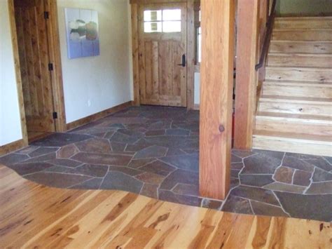 Glazed porcelain floor and wall tile (14.53 sq. Lahontan L95, Foyer, two flooring materials, stone, wood - Entry - by Lezley Barclay