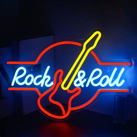 Guitar Rock And Roll Neon Sign Looklight Led Neon Light For Wall Led