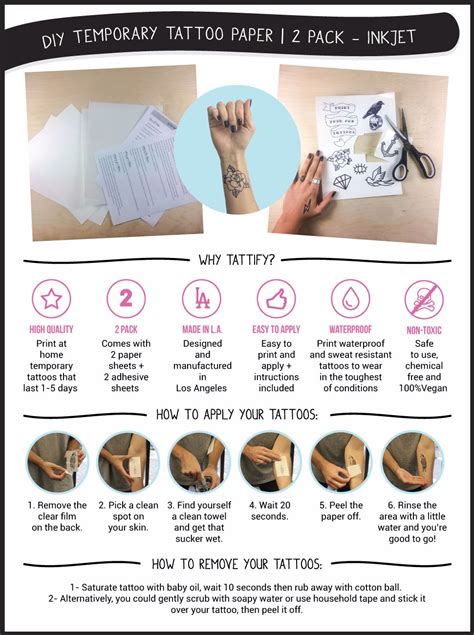 Tattify Diy Temporary Tattoo Paper 2 Sheet Pack For Inkjet