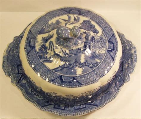 Rare W Ridgway Blue Willow Round Butter Dish With Lid Antique English