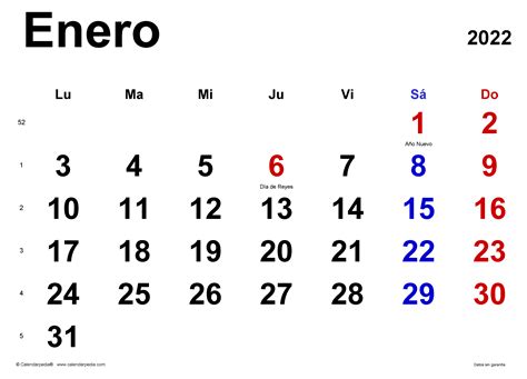 Plantilla Calendario Enero 2022 Para Imprimir Imagesee