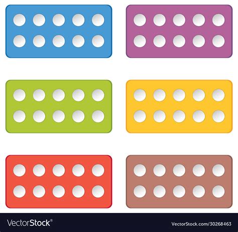 Colorful Domino Pieces With Ten White Dots On Vector Image