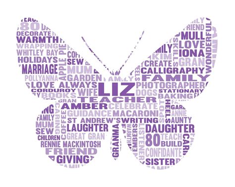Personalised Butterfly Word Art T Etsy