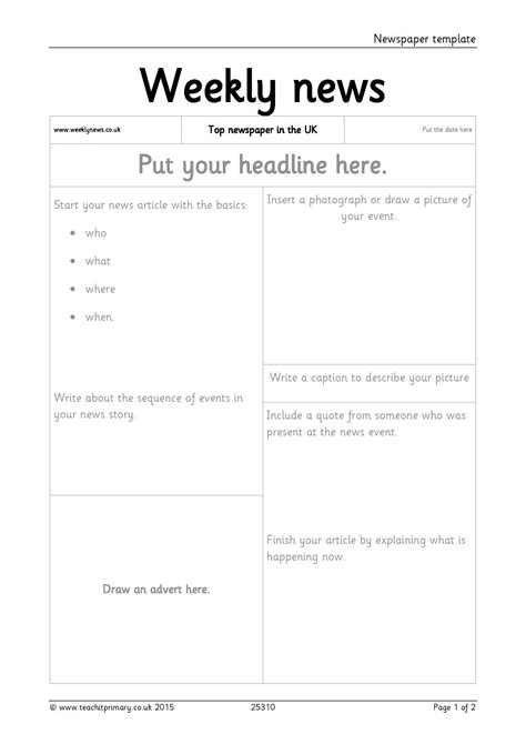 Newspaper story template hard news t alien invasion report writing. Newspapers | All KS2 Literacy | Literacy resources