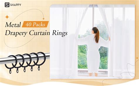 Shappy 40 Packs Metal Drapery Curtain Rings Hanging Rings