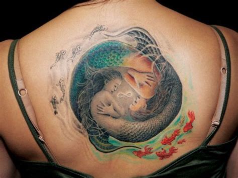 Mermaid Circle Of Life Ying Yang Tattoo Mermaid Tattoo Designs