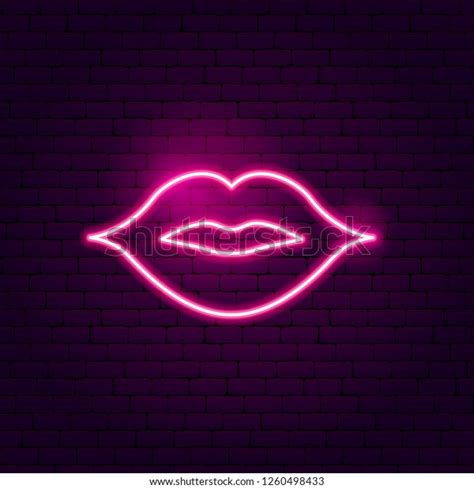 Kiss Lips Neon Sign Vector Illustration Stock Vector Royalty Free