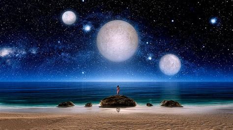 Hd Wallpaper Fantasy Night Scene Night Sky Starry Stars Planet