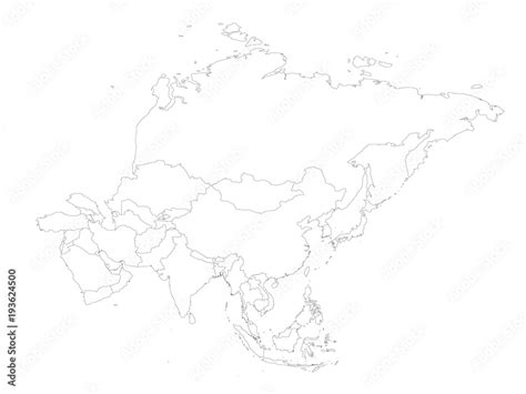Blank Political Outline Map Of Asia Continent Vector Illustration Stock Vector Adobe Stock