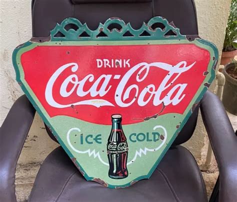 Vintage Anddrink Coca Colaand Ice Cold Porcelain Enamel Sign 245 X 22
