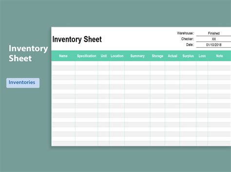 Excel Of Simple Green Inventory Sheet Xlsx Wps Free Templates