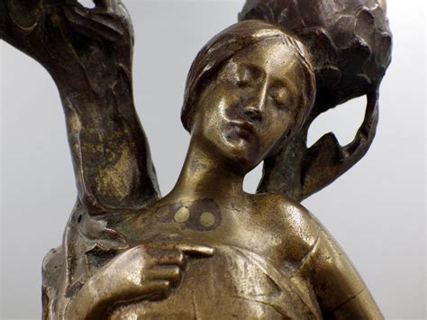 Jeanne Jozon Original Antique Art Nouveau Bronze Lady Lamp Metalware