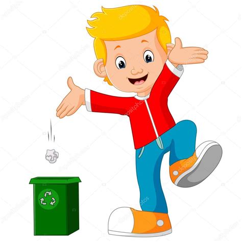 Retrato de cuerpo entero de una niña tirando la basura aislada. Animado: niño tirando la basura en su lugar | Carácter de ...