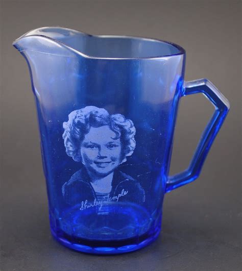 Vintage Hazel Atlas Cobalt Blue Shirley Temple Depression Glass Pitcher