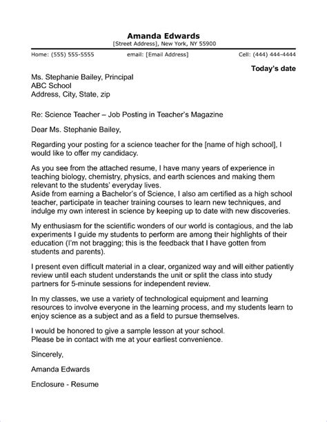 Application Letter English Sample Teacher Cover Letter Example Gambaran