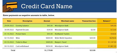 Credit Card Tracker Template In Excel Downloadxlsx