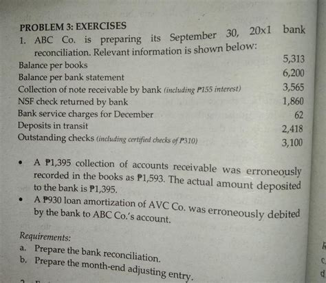 Solved Problem Exercises Abc Co Is Preparing Its Chegg Com
