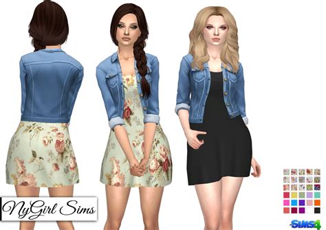 Sims 4 Ccs The Best Spring Dress With Denim Jacket By Nygirl
