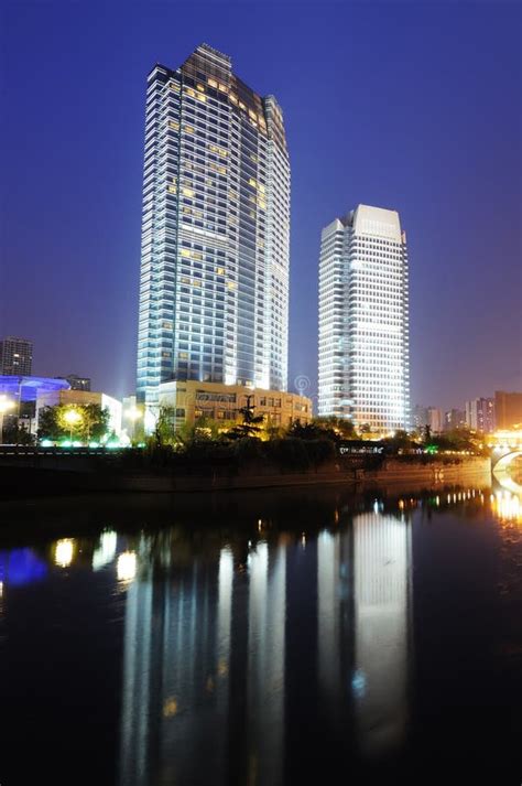 Chinese City Morden Building Stock Image Image Of Illumination Hotel