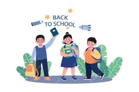 Premium Vector Children With Backpacks Are Ready To Go Back To School