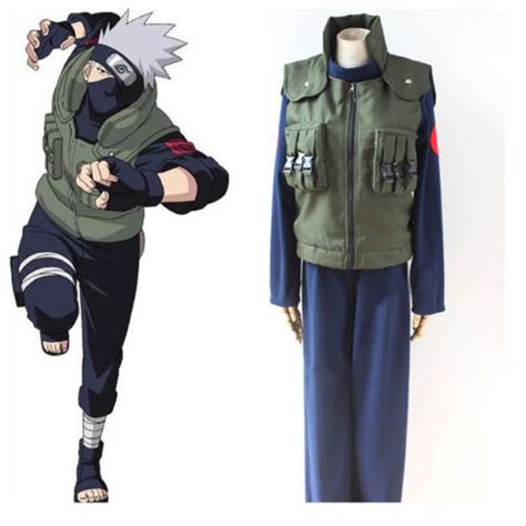 Naruto Hatake Kakashi Costume Cosplay Vest Suit Halloween Christmas