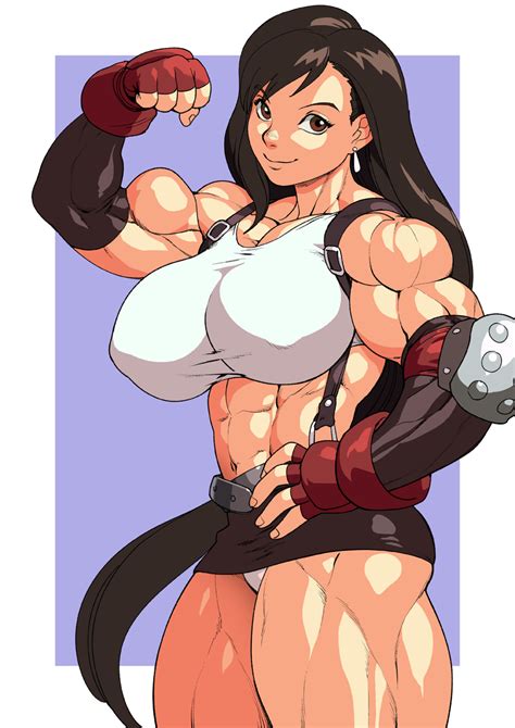 Pokkuti Tifa Lockhart Final Fantasy Final Fantasy Vii 1girl Biceps