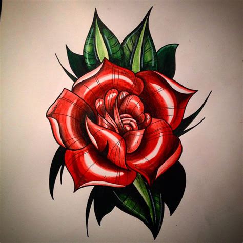 Neotraditional Rose Tattoo Drawing In Colouring Pencil Idéias Tattoo