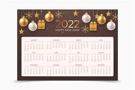 Free Vector Realistic 2022 Calendar Template