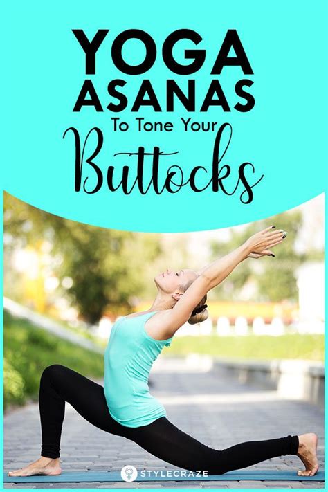 A Woman Doing Yoga Poses With The Words Yoga Asas To Tone Your Buttocks