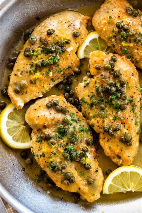 Chicken piccata is an easy recipe that only requires frying your chicken with a breaded cover made up after frying your chicken, you need to prepare the sauce with butter, wine, lemon juice, and take the same pan where the chicken was prepared and add two additional tablespoons of butter. Chicken Piccata with Lemon Caper Sauce - Jessica Gavin