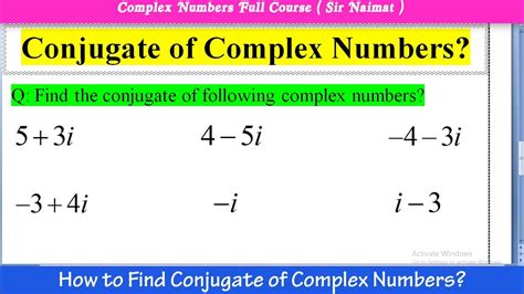 How To Find Conjugate Of Complex Number Complex Numbers Math Class 9th