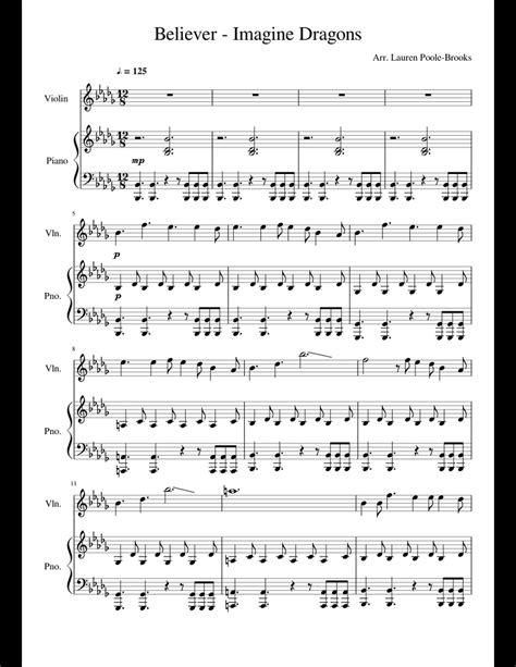 Imaginedragons Believer Sheet Music For Violin Piano Download Free In