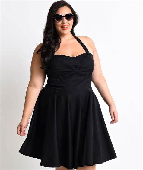 Black Halter Dress Plus Size Pluslook Eu Collection