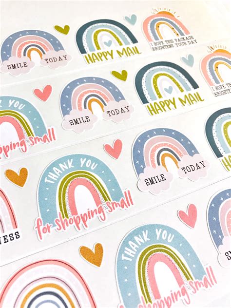 Rainbow Happy Mail Stickers Soporte Pequeño Gracias Etsy España