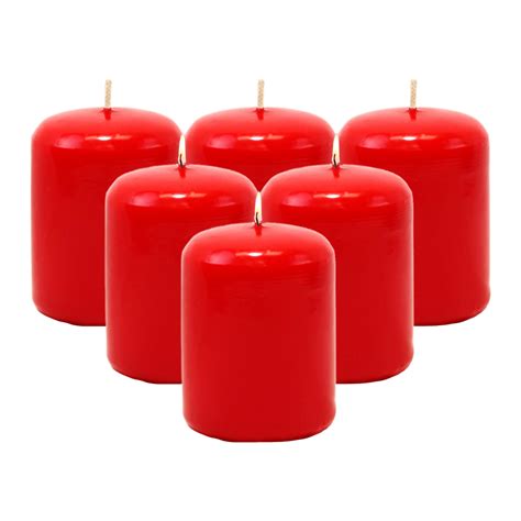 Candlenscent 3x4 Red Pillar Candles Unscented 12 Pack