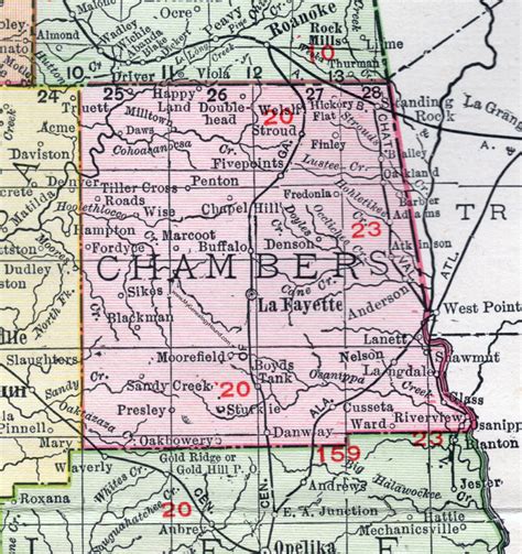 Chambers County Alabama Map 1911 Lafayette Lanett Five Points