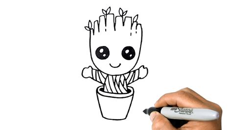 How To Draw Baby Groot Easy Step By Step Youtube