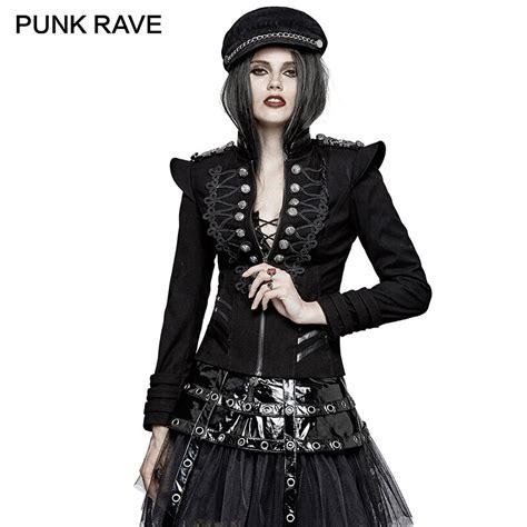 Punk Rave Punk Rock Autumn Plate Buckles Gothic Military Uniform Short