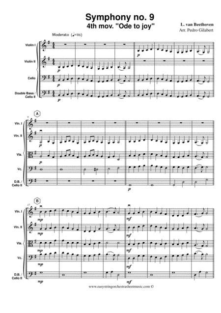Ode To Joy Beethoven Symphony No 9 For Easy String Orchestra Sheet