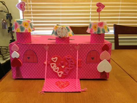 Kids Valentine Box Themed Like A Castle Made From A Shoe Box Valentine