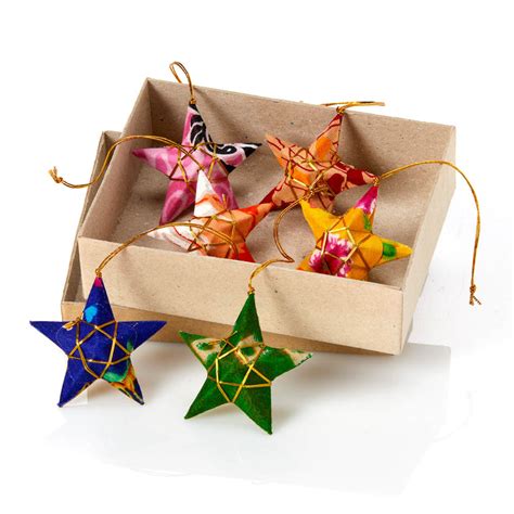 Sari Star Ornament Set Handmade Christmas Ornaments Serrv