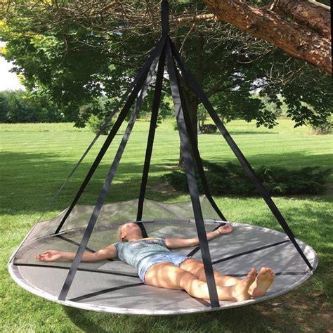 Hammock With Tree Straps Round Outdoor Daybed Lounge Double Hanging Camping Net Backyard