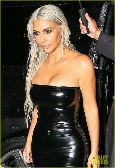 kim kardashian rocks platinum hair and skin tight dress for nyfw event photo 3951567 kim