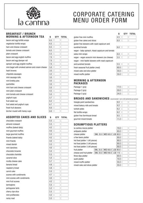 catering order form templates ms word numbers