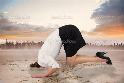 Businesswoman Burying Her Head — Stock Photo © Wavebreakmedia 48250067