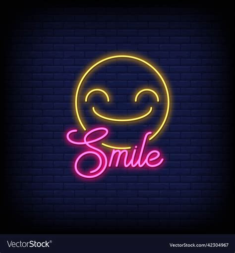 Smile Neon Signs Style Text Royalty Free Vector Image