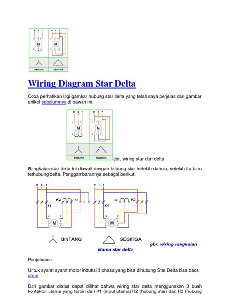 Untuk pemasangan kabel untuk menjalankan motor dinamo 3 phase secara star delta,. Wiring Diagram Star Delta Docshare Tips