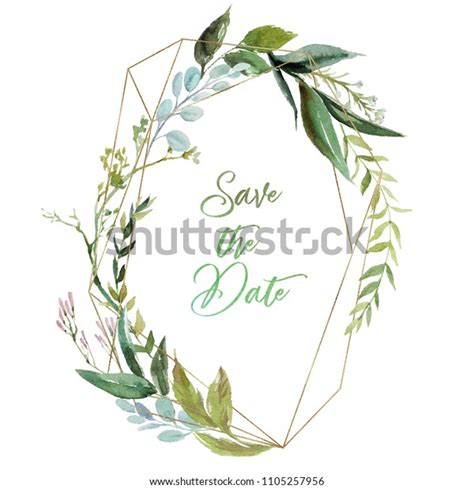 Watercolor Floral Illustration Leaf Wreath Frame стоковая иллюстрация